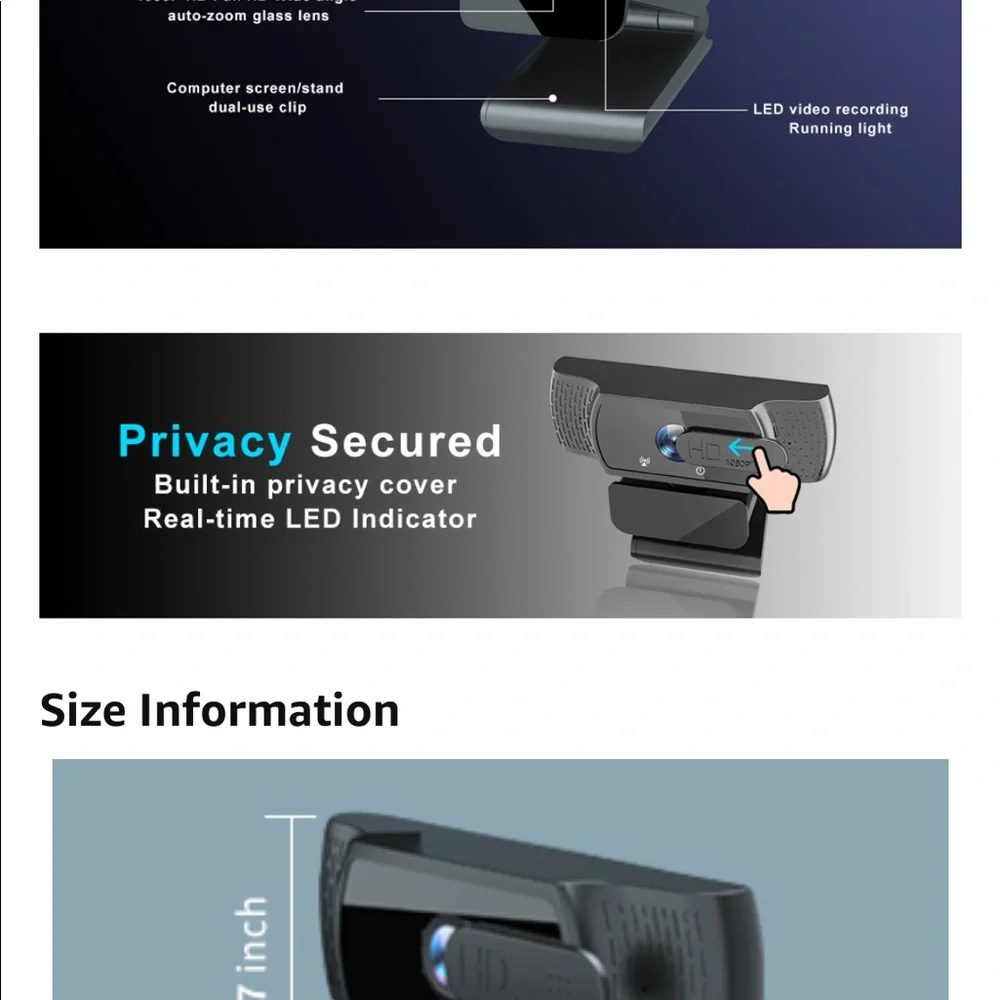 HD Webcam 1080, 95% noise reduction